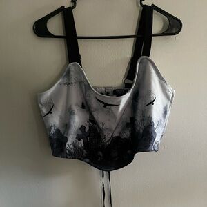 Hot Topic Gothic Print Corset Top 🖤☠️